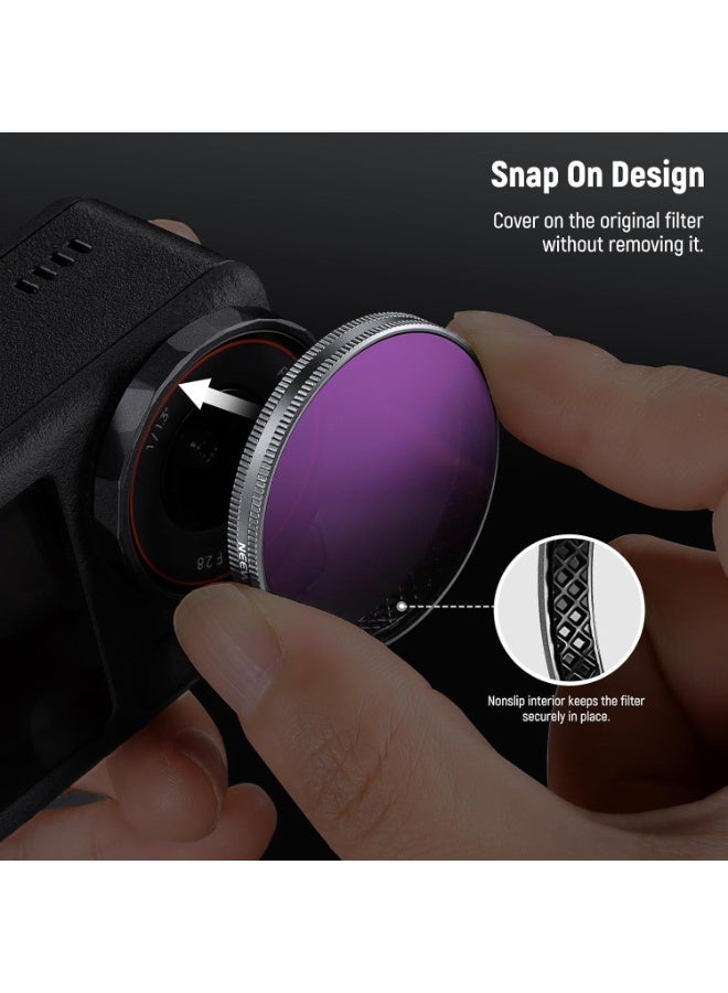 ملحقات DJI Action 5 Pro من NEEWER، مجموعة مرشح ND القابل للتركيب المتوافق مع DJI Osmo Action 3 وAction 4 وAction 5 Pro، 4 قطع ND8+ND16+ND32+CPL، ملحقات كاميرا أداء معزز بالزجاج البصري عالي الدقة متعدد الطبقات - Image 3